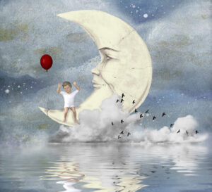 Moon Dream Sky Balloon Clouds Water Child Lullaby